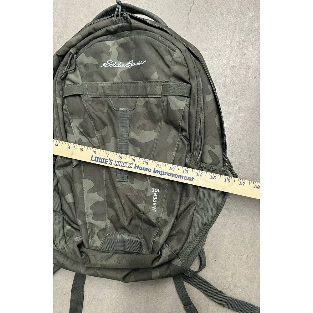 Eddie Bauer Jasper 30L Backpack Green Camo Laptop Hiking Travel Bag Clean